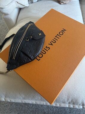Louis Vuitton Black Monogram Empreinte Crossbody Bumbag with Gold Hardware